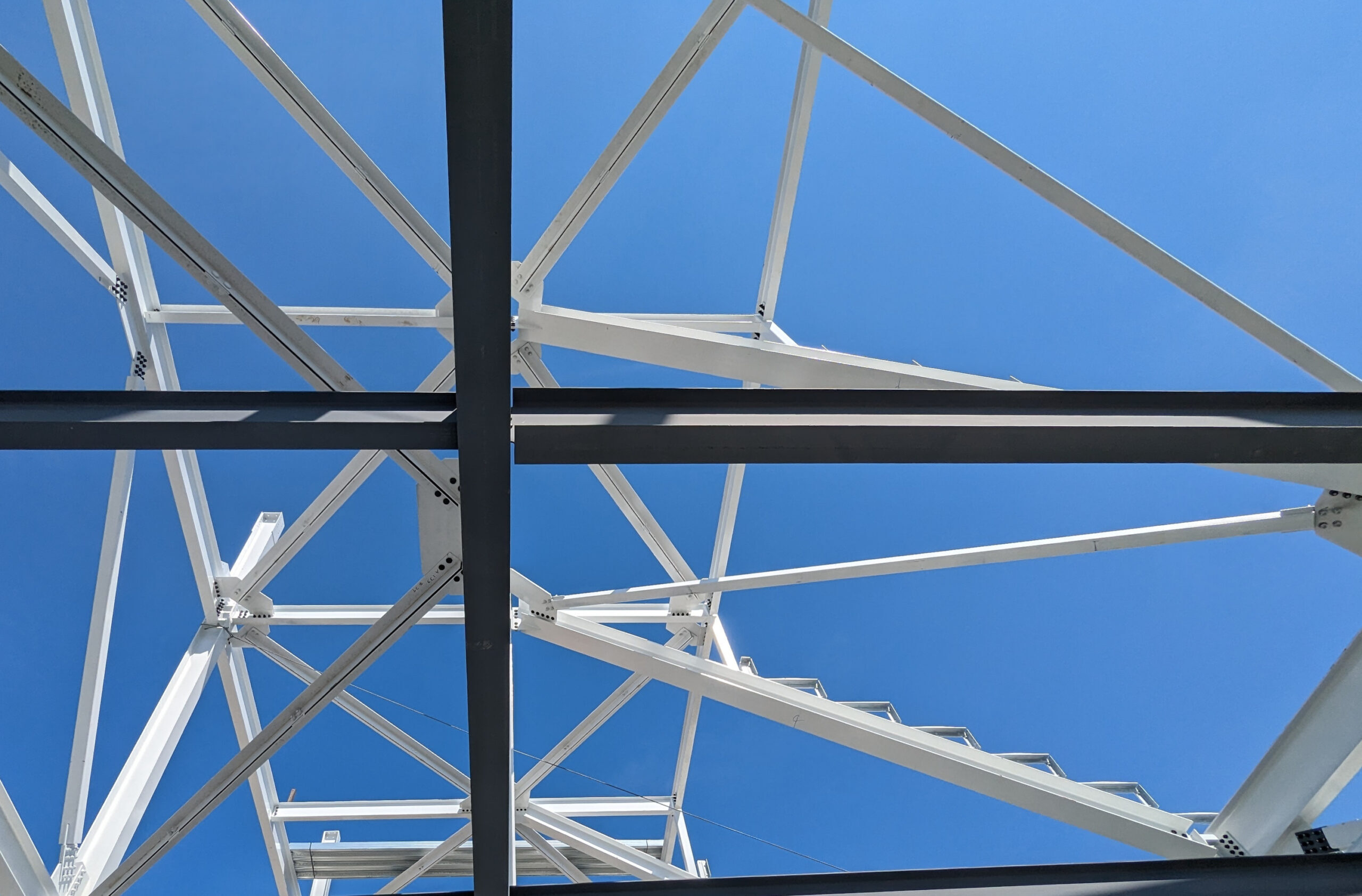 Picture of steel framing for a stadium
